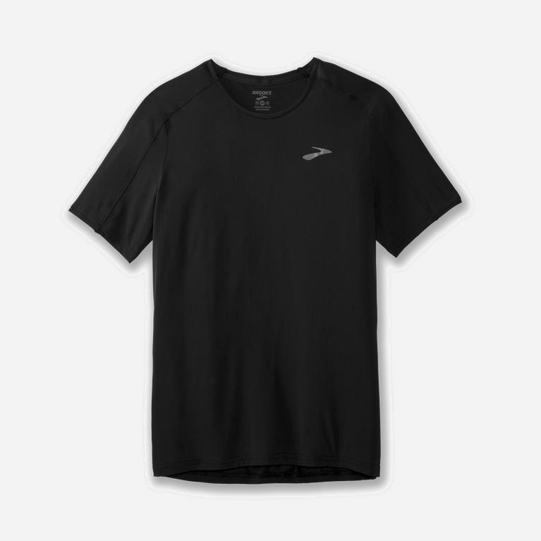 Brooks Atmosphere Mens Short Sleeve Running Shirt - Black - Philippines (594802MEN)